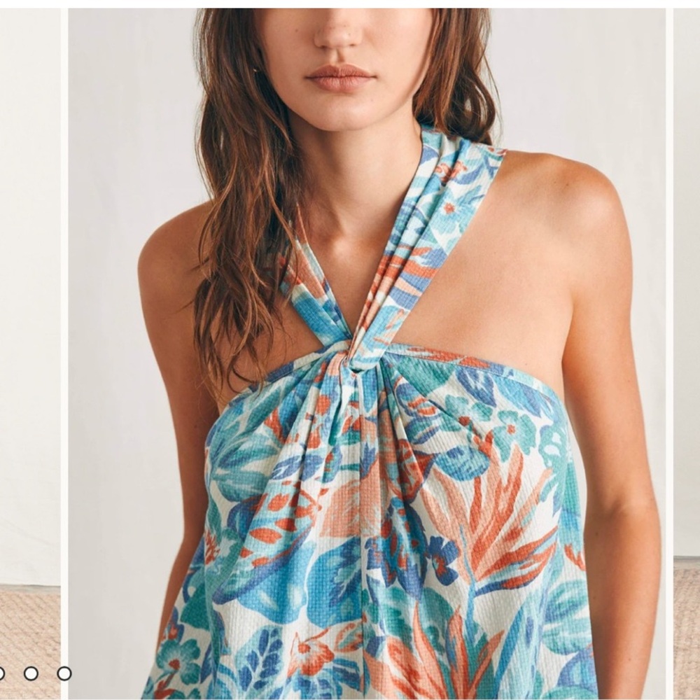 Faherty Blue and Coral Floral Halter Dress NWOT with POCKETS!!! - Picture 9 of 15